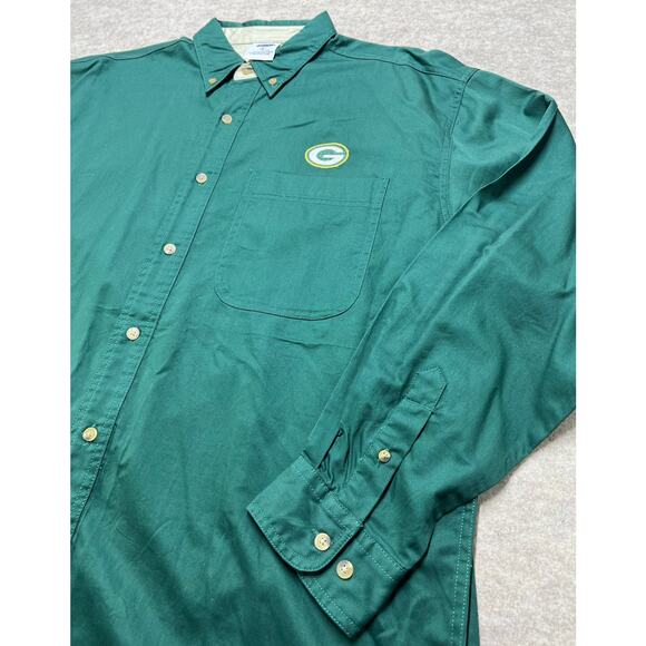 Green Bay Packers Men's Large Green Button Down Shirt Embroidered Logo Casual - Picture 5 of 5